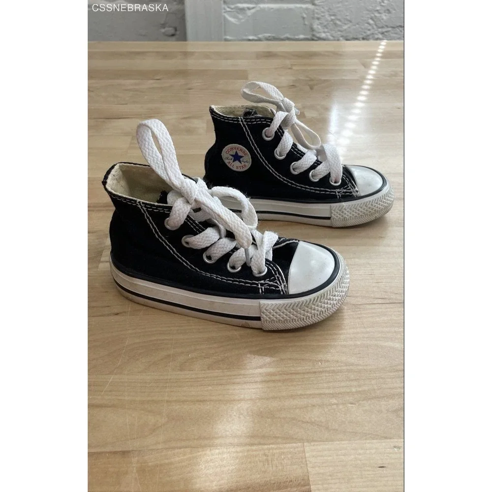 Converse Chuck Taylor All Star Black White High Top Toddler Sneakers Size 4